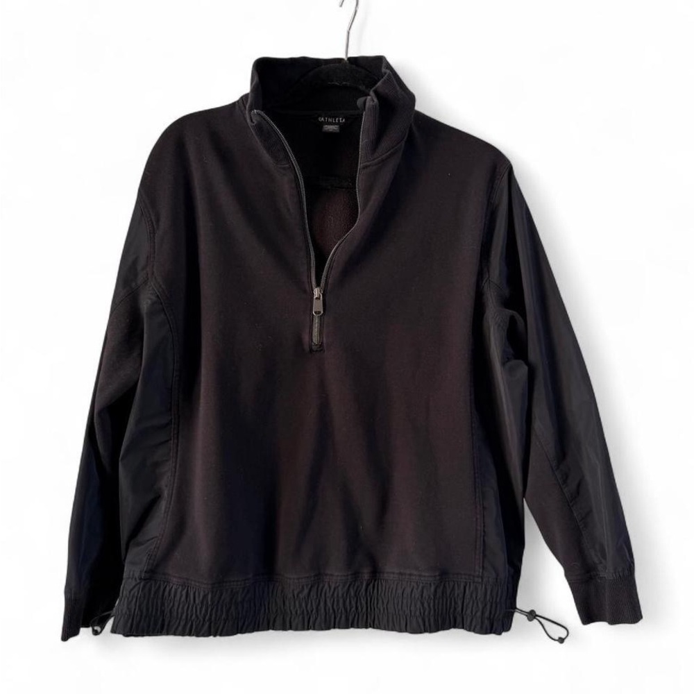 Athleta Black Triumph Hybrid Quarter Zip Sweater- Size M